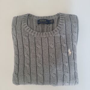 Polo by Ralph Lauren Women's Gray Cable Knit Crewneck Sweater